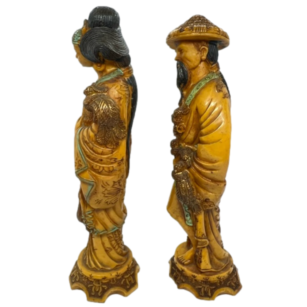 Vintage Artmark 1960 Faux Bone Resin Asian Figures Made in Italy. - Picture 2 of 7